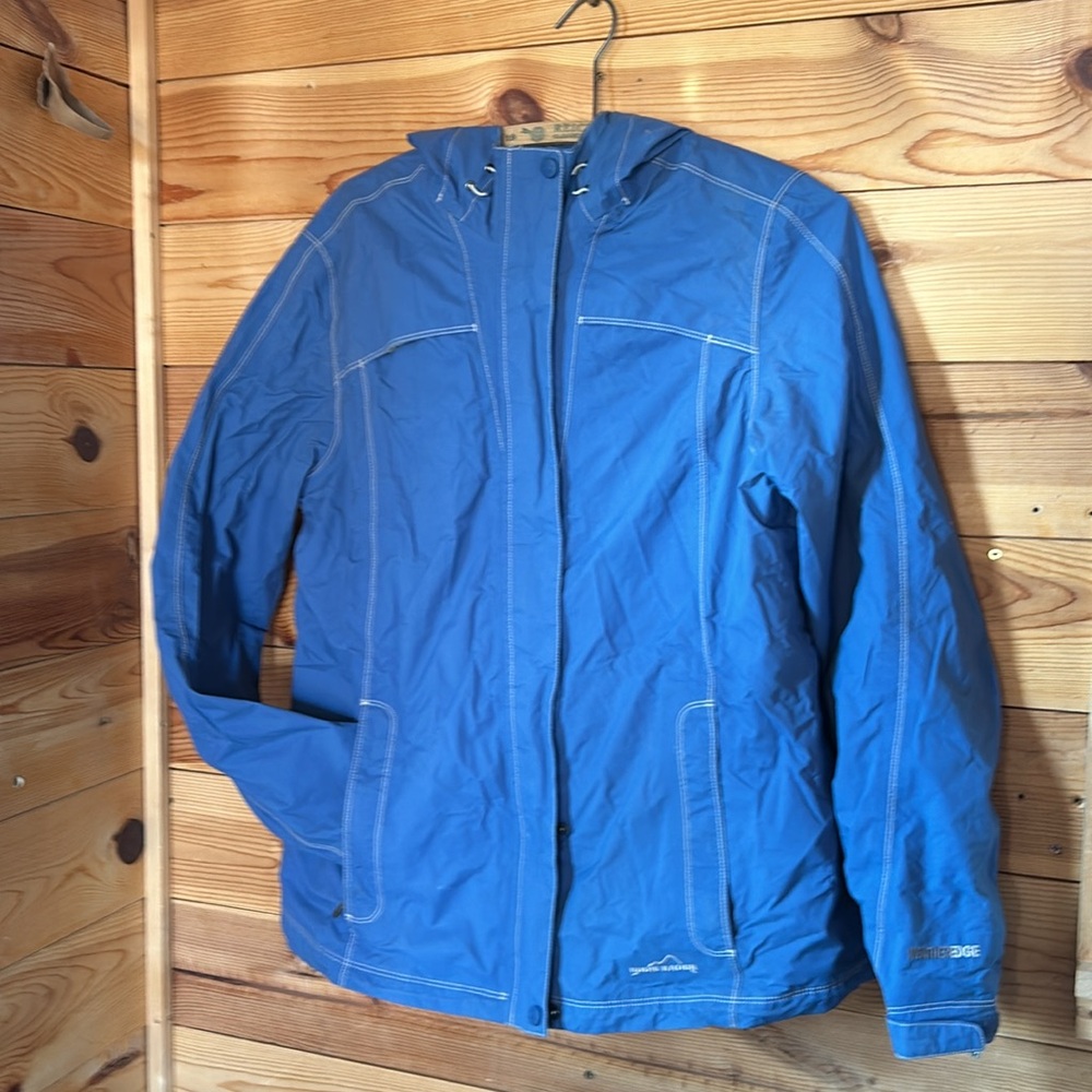 Eddie Bauer large blue rain jacket